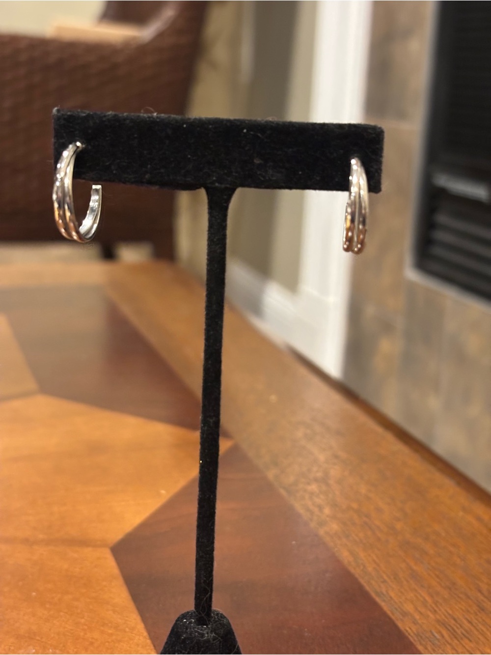 Silver Tone Double-Row Hoop Earrings